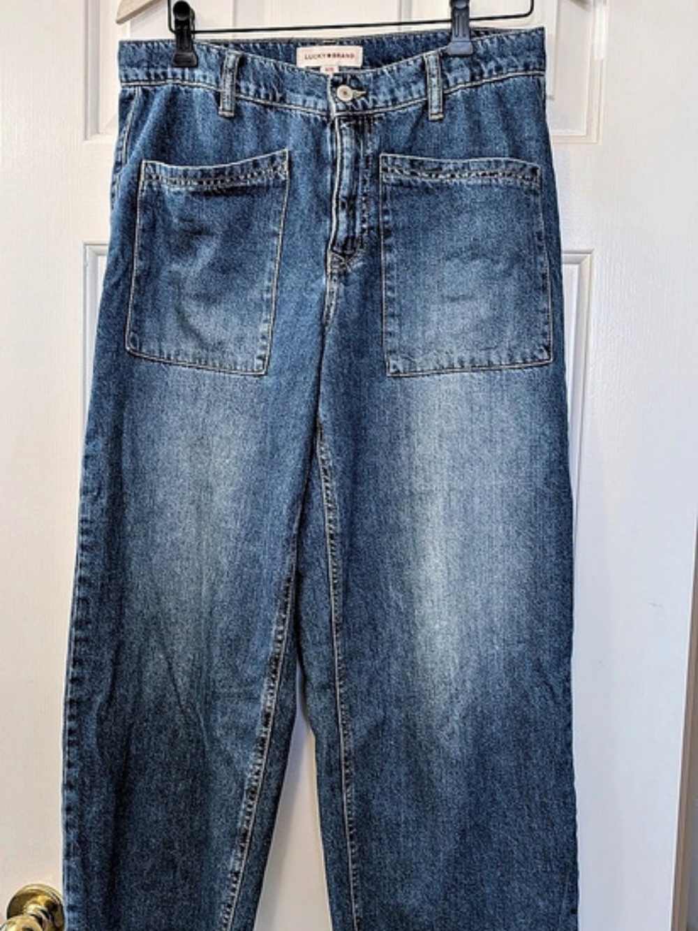 Lucky Brand Lucky Legend Patch Pocket High Waist Wide Leg Jeans Blue